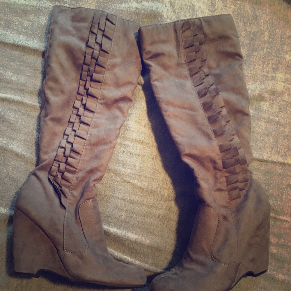 Grey suede boots